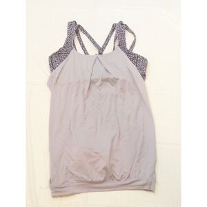 Lululemon No Limits Tank Top Women's Size 8 Lilac Purple‎ Built-In Bra Crossback